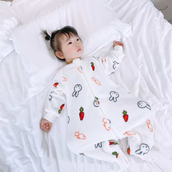 Baby Split Slaapzak Kinderen Flanel Versterkte Kick Door Baby Lente En Herfst Winter Rompertjes All-Seizoen Pyjama: Bunny / M