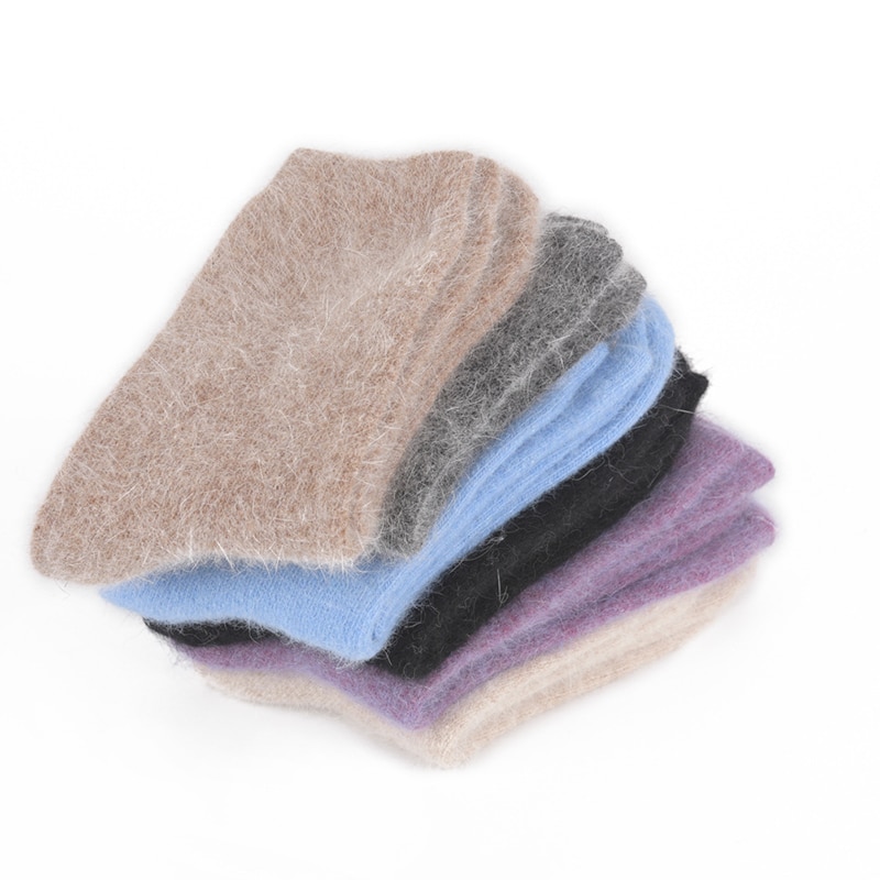 1 par vintersokker damesokker varm uld jul mid-kalv sokker uldne kashmirstrømper behagelige ren farve