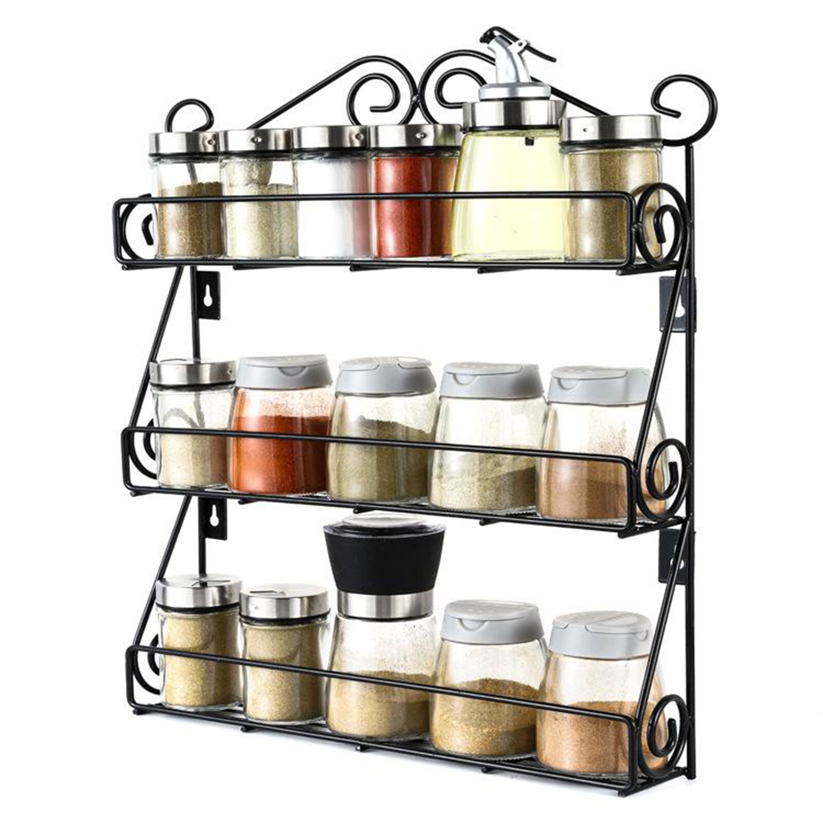 3 Tier Iron Kruidenrek Organizer Keuken Staande Kruiden Fles Plank Spice Voor Groente Fruit Voedsel Opslag Rek