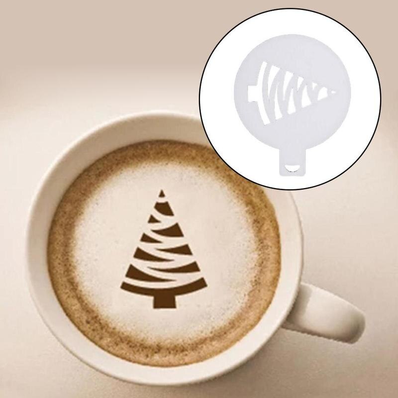 8 stk /2 poser tegneserie mønster cappuccino kaffe skum spray kaffe skabelon dekoration diy trykning forsyninger stencils barista m  w5 t 5