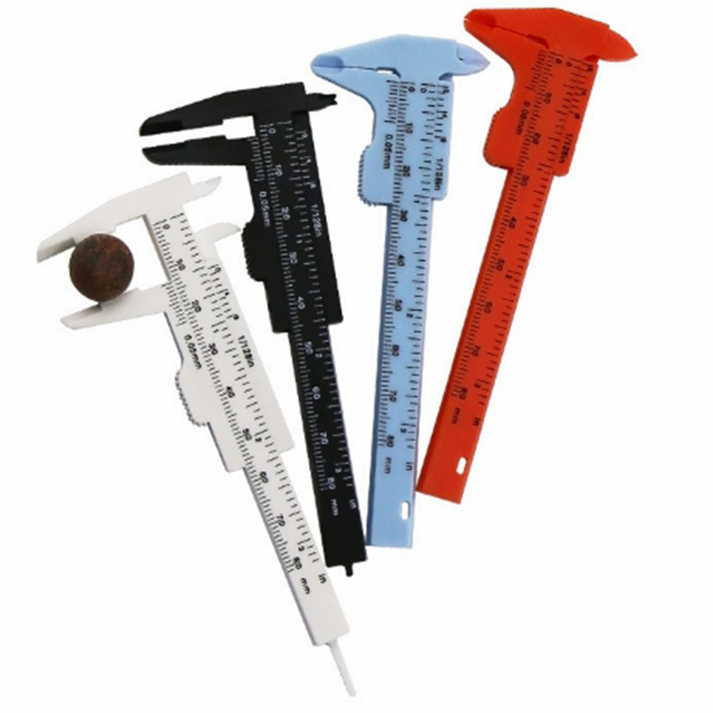 DIY 80mm Mini Plastic Sliding Double Scale Vernier Caliper Depth Diameter Measure Tool Measuring Ruler Micrometer