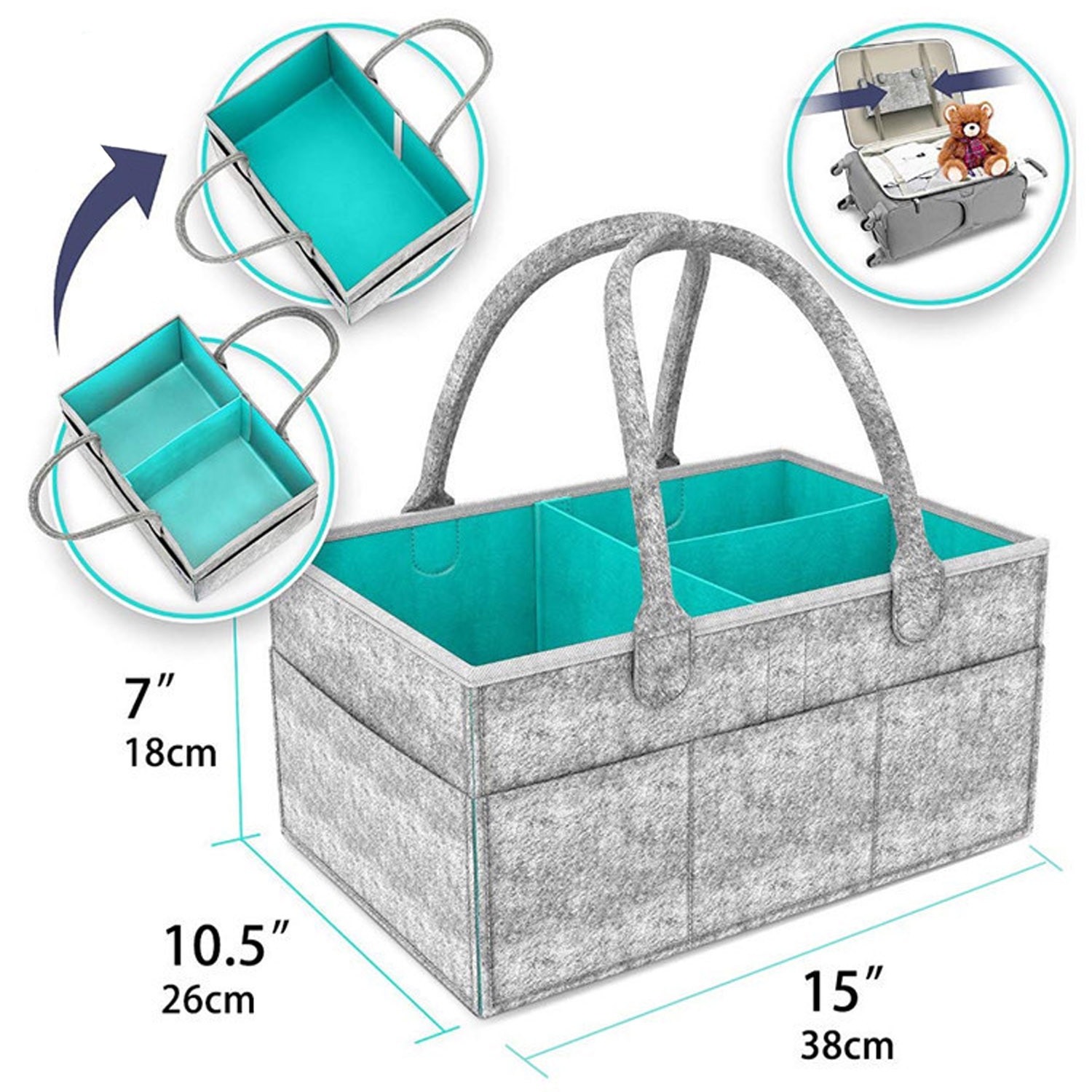 Baby ble caddy arrangør bærbar holder taske børnehave essentiel holdbar moderne opbevaring filt bin til mødre drenge piger