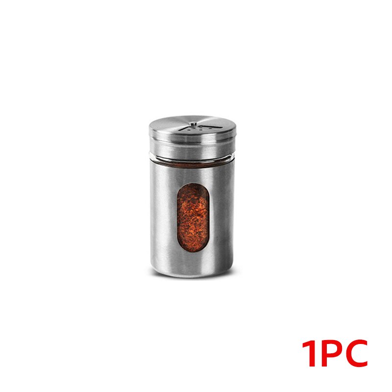 Aço inoxidável spice jar sal açúcar tempero pimenta shaker tempero pode com cobertura rotativa churrasco spice armazenamento garrafa ferramenta de cozinha: 1pc