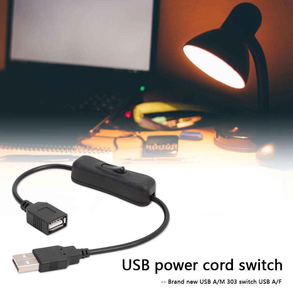 30cm USB Cable with 304 ON/OFF Button Switch for USB Lamp Fan Male to Female Adapter Extension Power Line