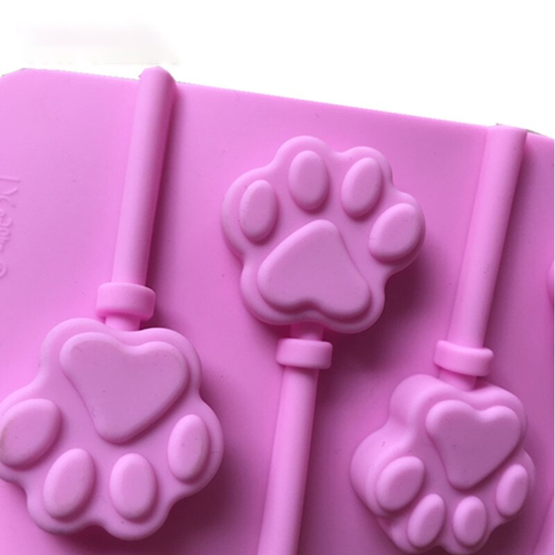 6 huller 3d katte hund pote form silikone slikkepinde form gør det selv chokolade sæbe former bageform wienerbrød bagegrej kage dekorationsværktøj