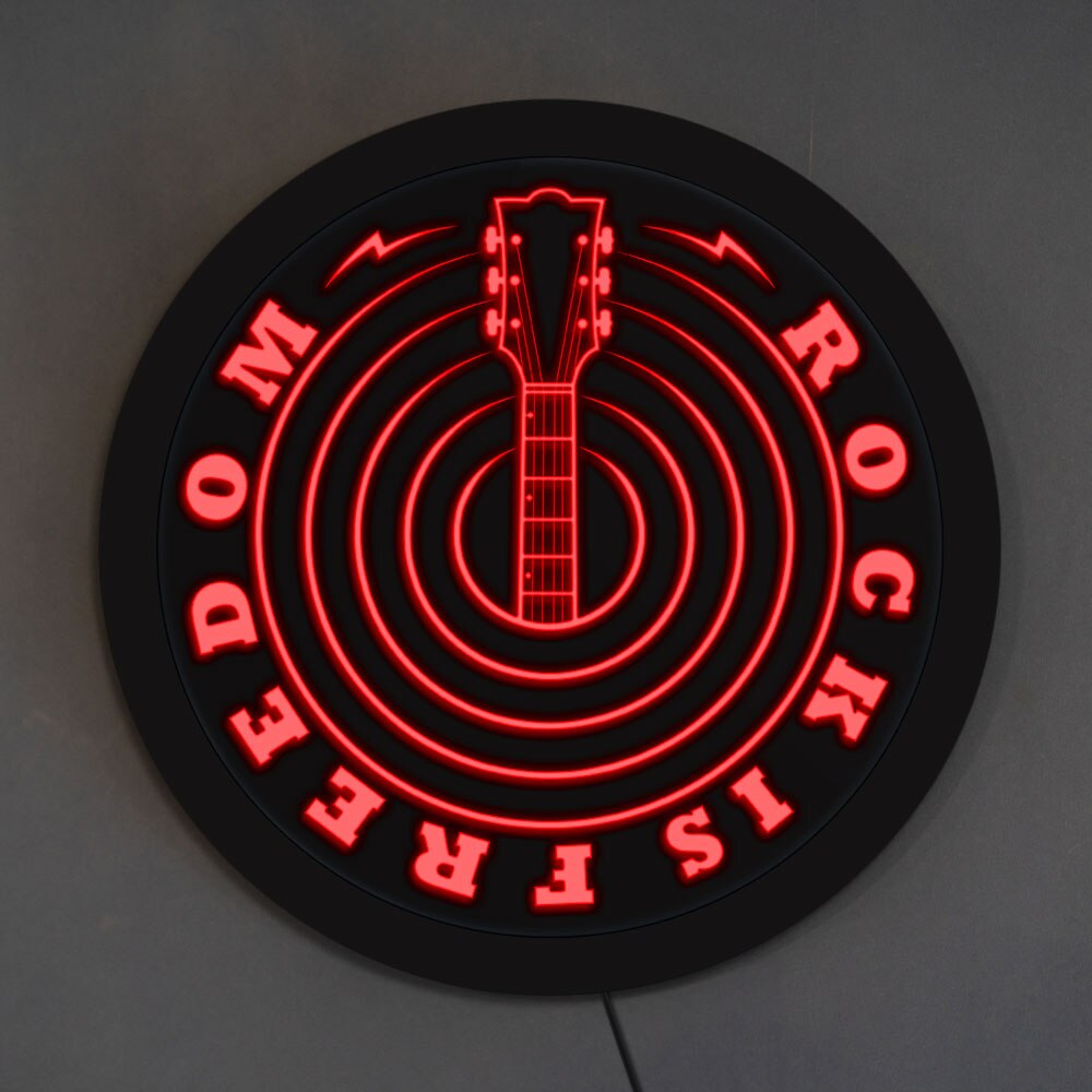 Musik citat rock er frihed guitar studie skilt multi-farve led belysning væg kunst guitar led display guitarist mand hule indretning