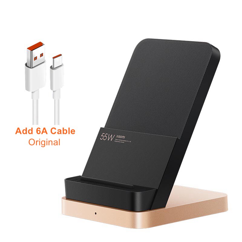 Original Xiaomi Wireless Charger 55W Fast Charging Stand Charging Dock Station For Redmi Note 10 Pro Mi 10 11 Pro Phone Holder: Add 6A Cable