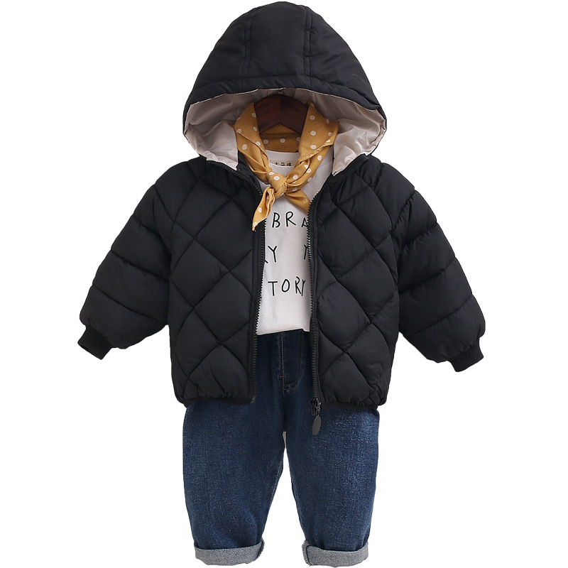 Veste d'hiver en coton pour enfants | Couleur unie, 19: Black / 24M