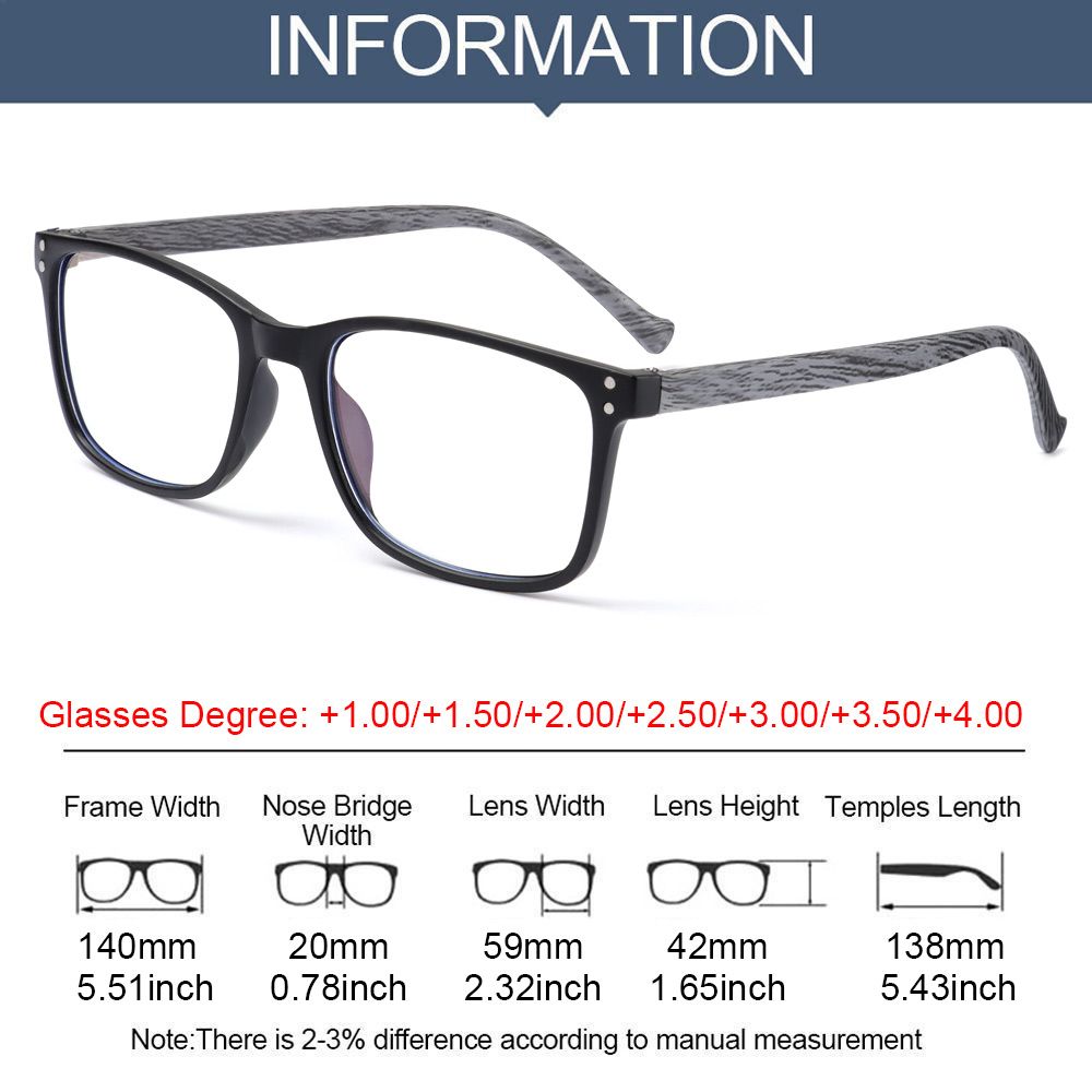 Lunettes de lecture, Grain de bois, soin de la Vision, presbytie, rayons bleus Anti-UV, 1 pièce, pour femmes et hommes, 1.0 ~ 4.0