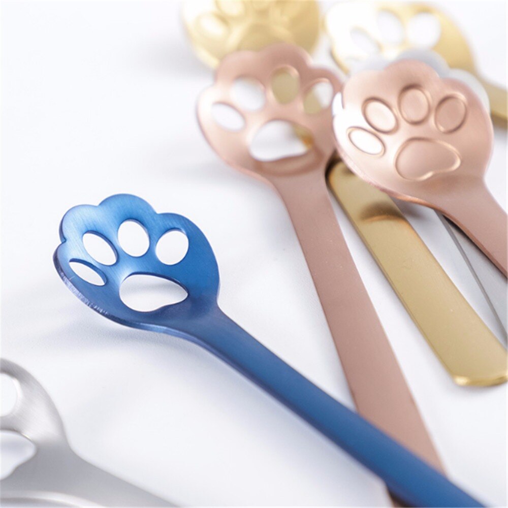 Goud Kat Klauw Mini Creatieve Koffie Roestvrij Stalen Lepel Dessert Snoep Thee Lepel Drinken Servies Keuken Gadget