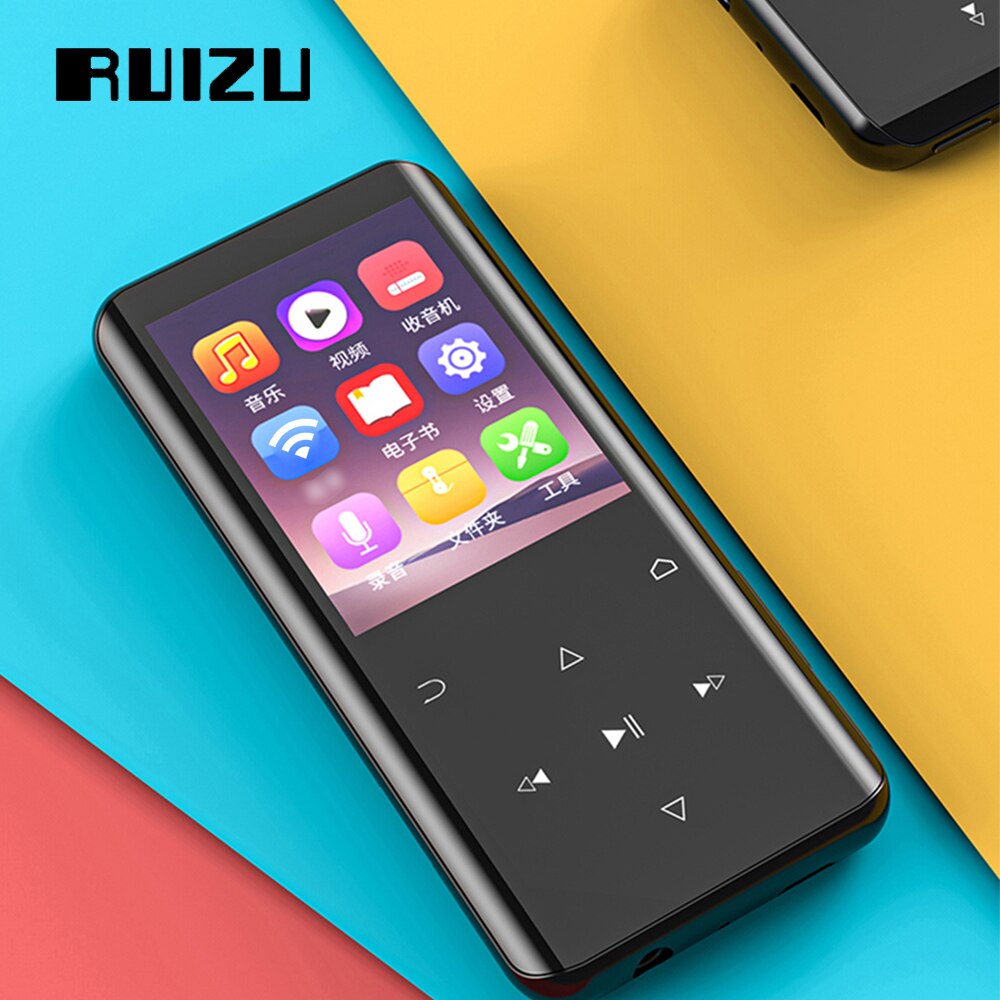 Ruizu  d25 bluetooth 5,0 mp4 player, 32gb memory, built-in speaker, 2,4- inch curved screen with fm radio, recording, e-book, music, video