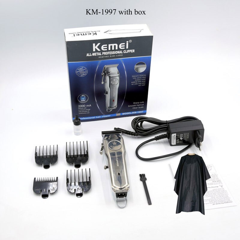 Kemei 1996 tout-métal tondeuse à cheveux électrique pousser cisaillement sans fil tondeuse pour hommes puissant coupe de cheveux Machine: 1997 with box