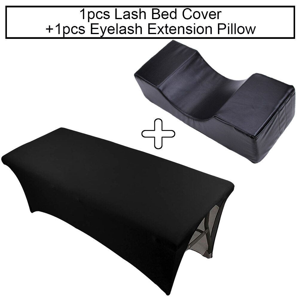 Lash Bed Eyelash Couch Cover Sheet Pillow For Extension Makeup Salon Bed Grafting Eyelashes Lash Extension Supplies: PU Set 2
