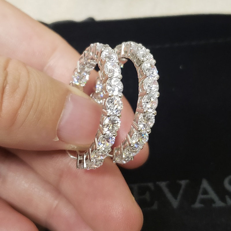 Oevas espumante criado moissanite hoop brincos para as mulheres de qualidade superior 100% 925 prata esterlina diamante alto carbono jóias finas