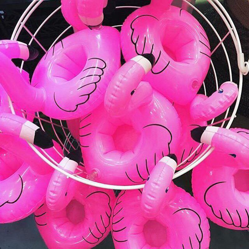 Luftmadrasser för kopp uppblåsbar flamingo dryck kopphållare pool flyter bar glasunderlägg flytande anordningar rosa