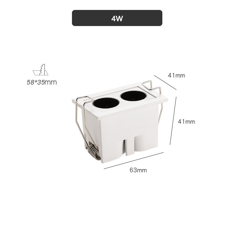Luz lineal empotrada Led para oficina, dormitorio, sala de exposiciones, foco de línea de rejilla antideslumbrante, luminarias de punto para sala de estar: 4W Two lamp / Neutral white