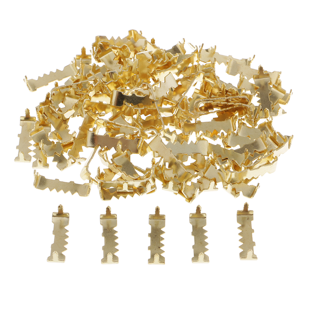 100 Stuks Metalen Muur Fotolijst Fotolijst Zaagtand Haken Hangers Accessoires 25X10 Mm Gold