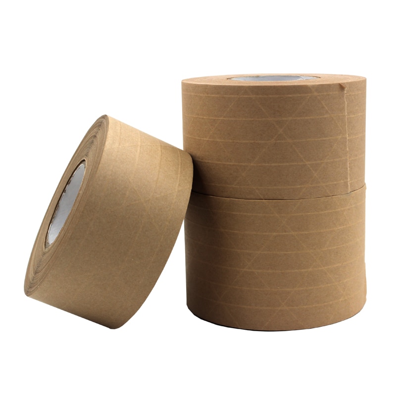 Reinforced Water Activated Gummed Kraft Paper Packing Tape 7.2cm X 125m 1 Roll For Heavy Duty Shipping Writeable Strong Adhesive Brown Cardboard For Moving And Storage - View #2
