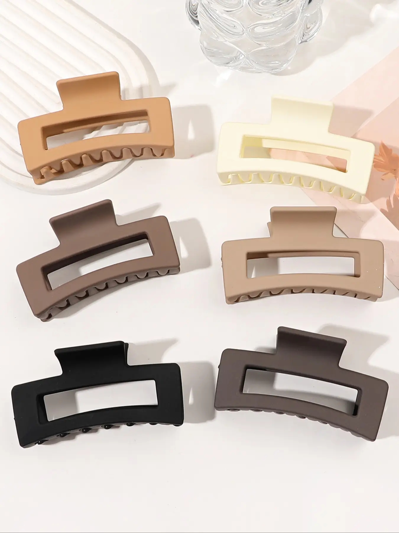 12 Pieces Rectangle Grab Clip Frosted PS Shark Clip Simple Hair Grab Clip Hair Accessories Accessories
