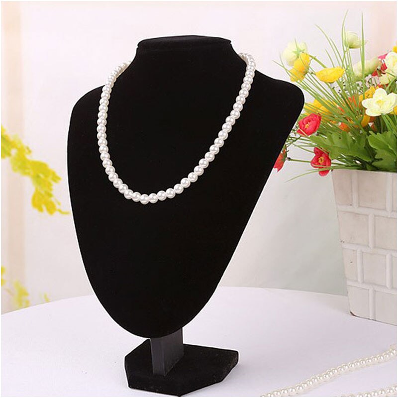 Kleine zwarte sieraden hanger buste fluwelen ketting display stand houder show versieren bijoux  #55718