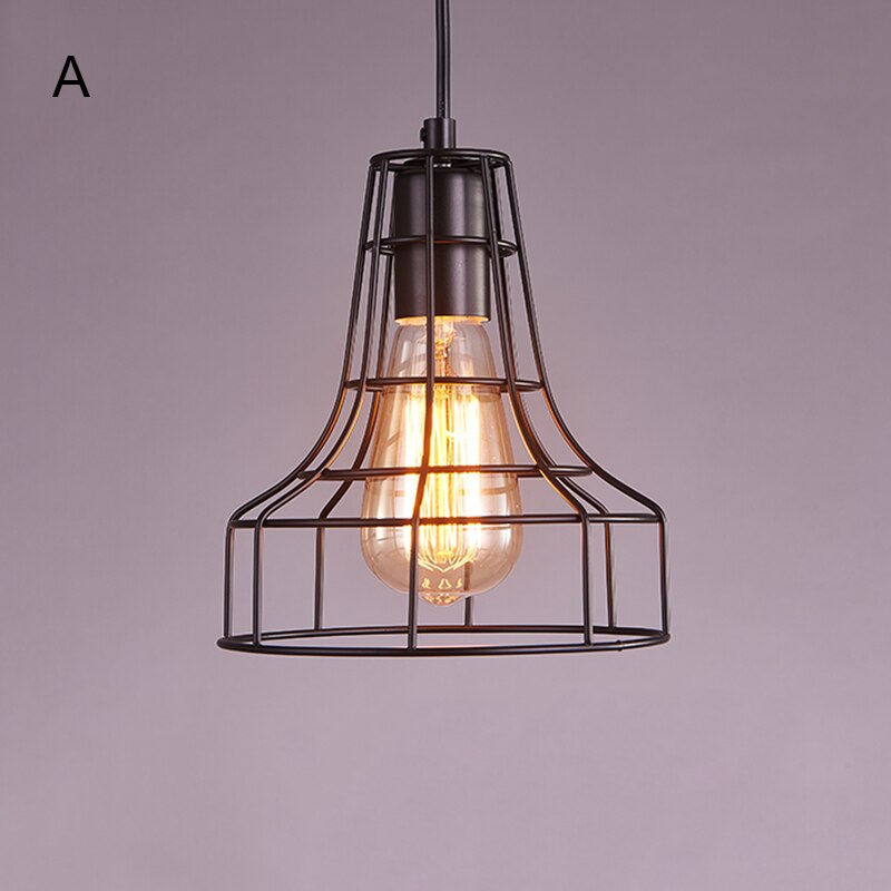 Cortina de lámpara Vintage de hierro lámparas tipo jaula colgante de Metal techo colgante de luz para el hogar restaurante Decoración Accesorios