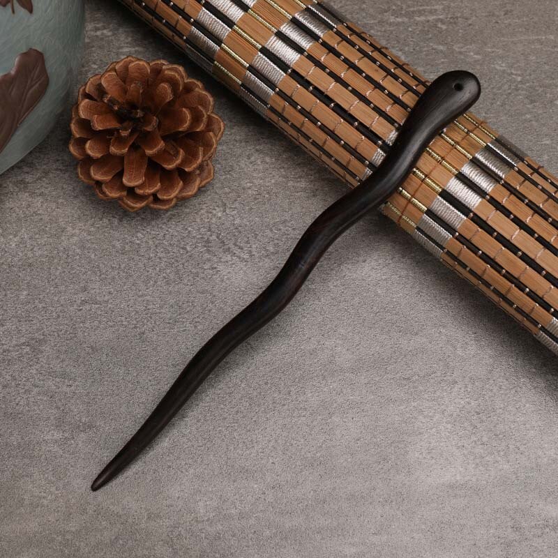 Horquilla china antigua tallada a mano de sándalo negro para mujer, vestido Hanfu, horquillas de madera para el pelo, joyería de peinado en espiral para Cosplay: Style 8