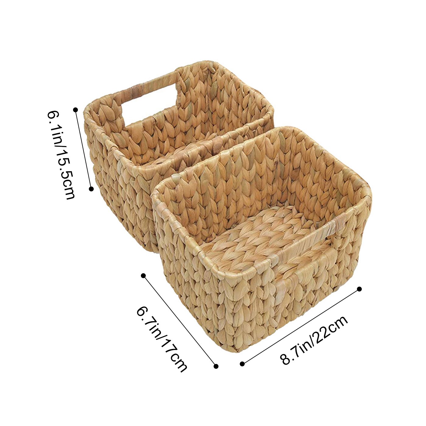 Organizer For Cosmetics 3 Sections Wicker Baskets for Shelves Hand-Woven Storage Baskets Bathroom Organization Water Hyacinth: 2pc M Hy