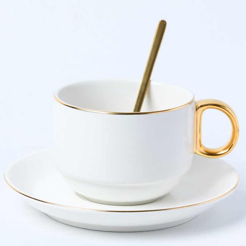 Nordiska kaffekoppset guldkant te kopp och fat porslin kaffemuggar te set tazas de ceramica mate koppar  ac50bd: Stil 3