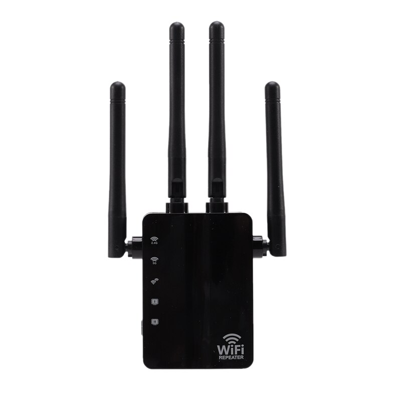 AC 1200Mbps Dual Band Wifi Signal Amplifier 2.4G / 5G Wireless Wifi Repeater: Black US
