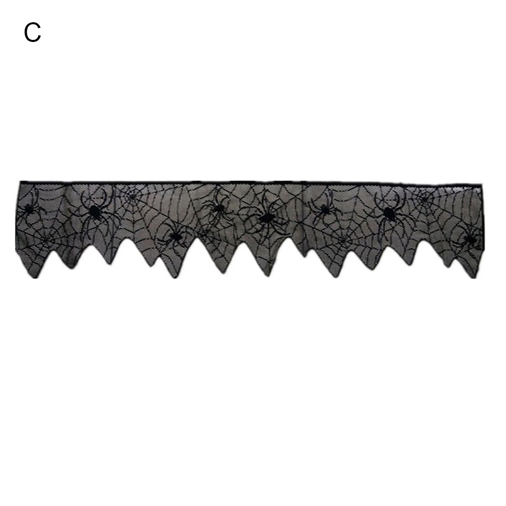 Gordijn raam schoorsteenmantel doek halloween decoratie kant zwart spinnenweb vleermuizen kachel handdoek voor feest  js22: C