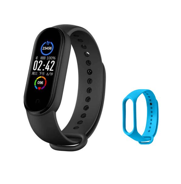 M5 Smart Wristband Sport Smart Bracelet Heart Rate Blood Pressure Bluetooth Call Play Music Heart Rate Monitor Smart Watch: black blue