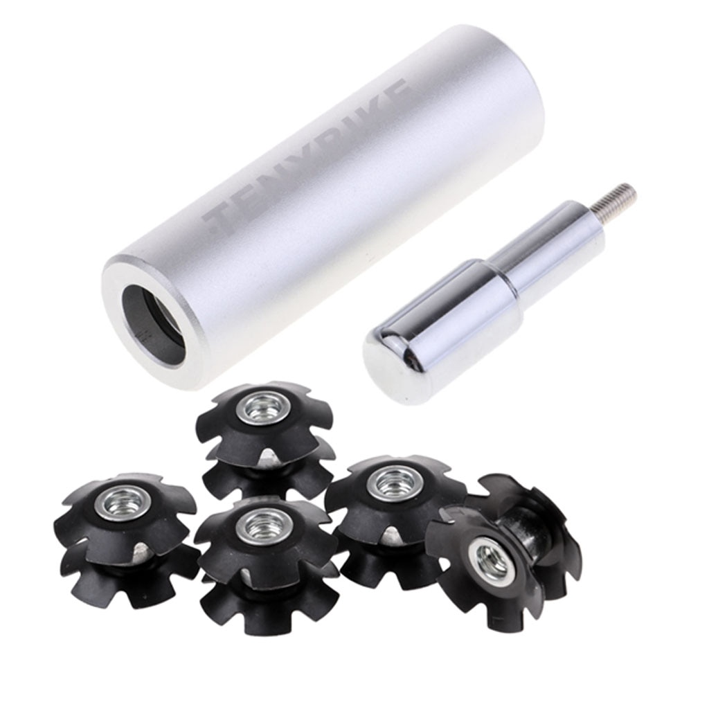 Bicycle Star Nut Installation Tool with 5Pcs MTB Bike Headset Star Washer Nut for Fork Steertubes