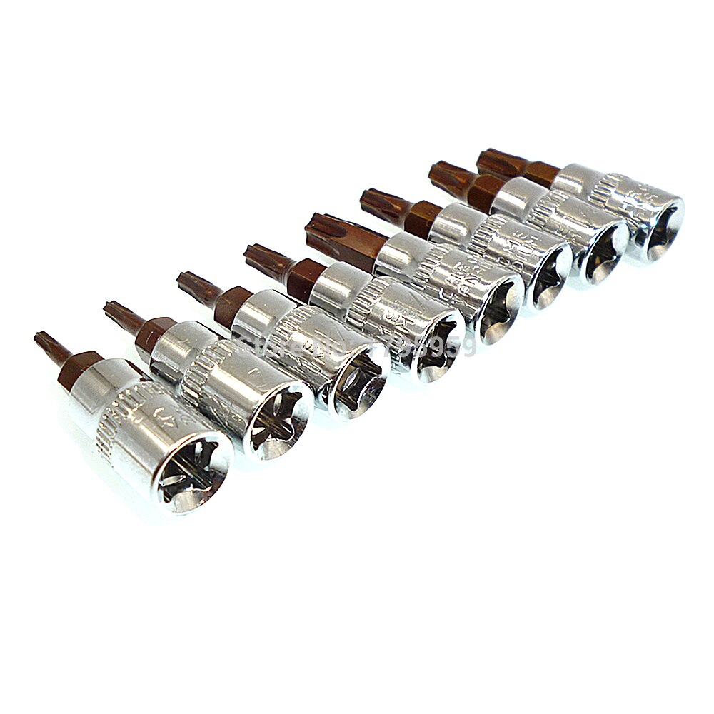 Jeu de tournevis à douille Torx 8 pièces 1/4 "tournevis à Impact carré T8 T10 T15 T20 T25 T27 T30 T40 clé Torx clé à douille outils