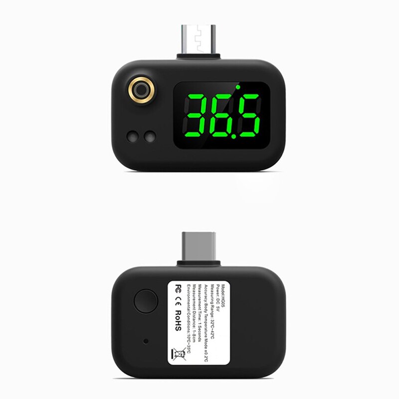 Termómetro portátil infrarrojo sin contacto para la frente del teléfono móvil, herramienta de medida de la temperatura corporal para bebés y adultos