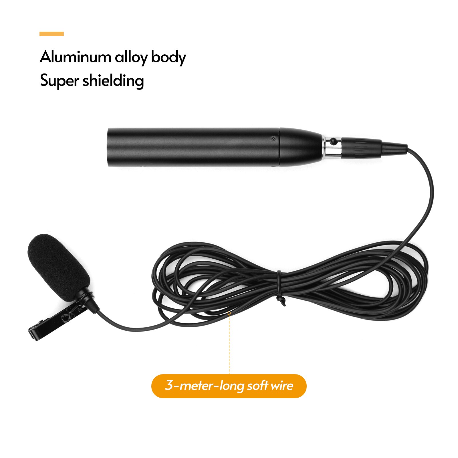 Lavalier Lapel Microphone XLR Omnidirectional Condenser Mic Supports 48V Phantom Power Compatible