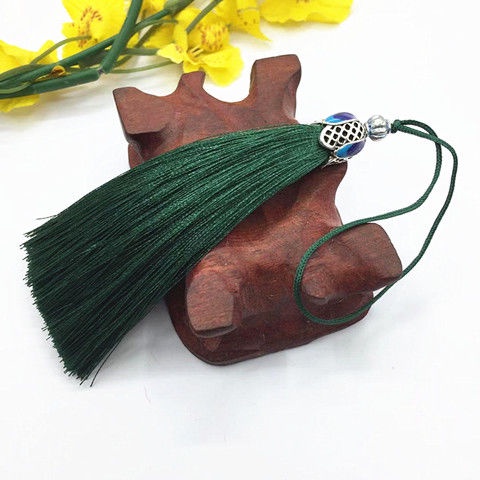 2-6Stck17cm Seide Quaste Randbereich Krone Quasten trimmen Vertikale Anti falten anhänger Quaste pinsel für vorhänge schmuck DIY Heimat Dekor: L / Schwarz