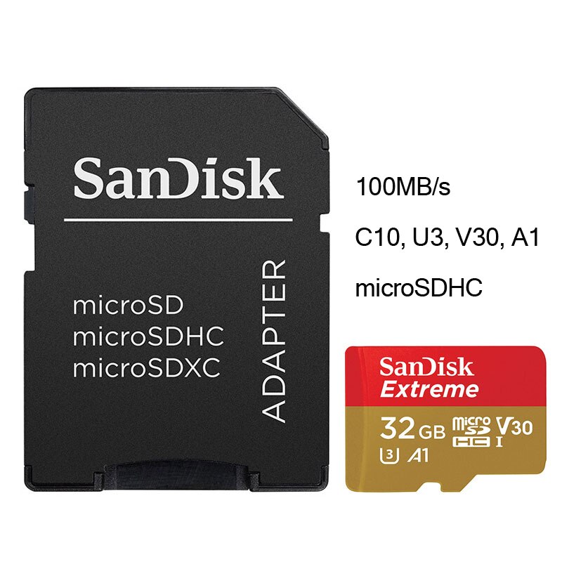 Sandisk hukommelseskort micro sd kort  c10 v30 u3 4k 32gb 64gb 128gb 256gb tf kort til dash cam video overvågning smartphone droner: Sandisk -v30-32g-100m