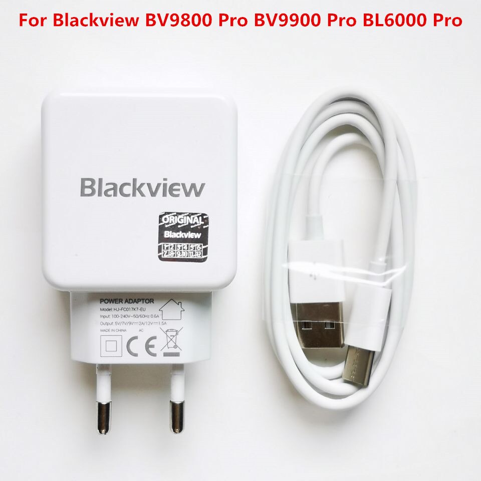 Original Blackview BV9800 Pro BV9900 Pro BL6000 Pro AC Adaptor Fast Charger Travel Charger EU Plug Adapter + USB Cable