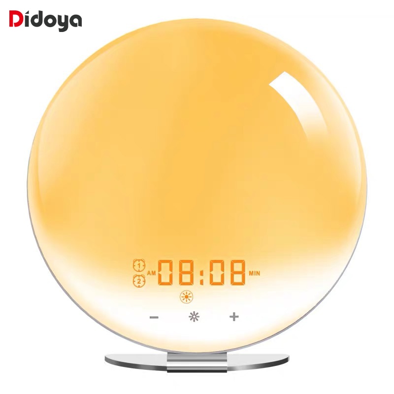 Wifi Smart Wake Up Light Digitale Wekker 7 Kleuren Zonsopgang/Zonsondergang Werkt Met Alexa Google Home Tuya App afstandsbediening