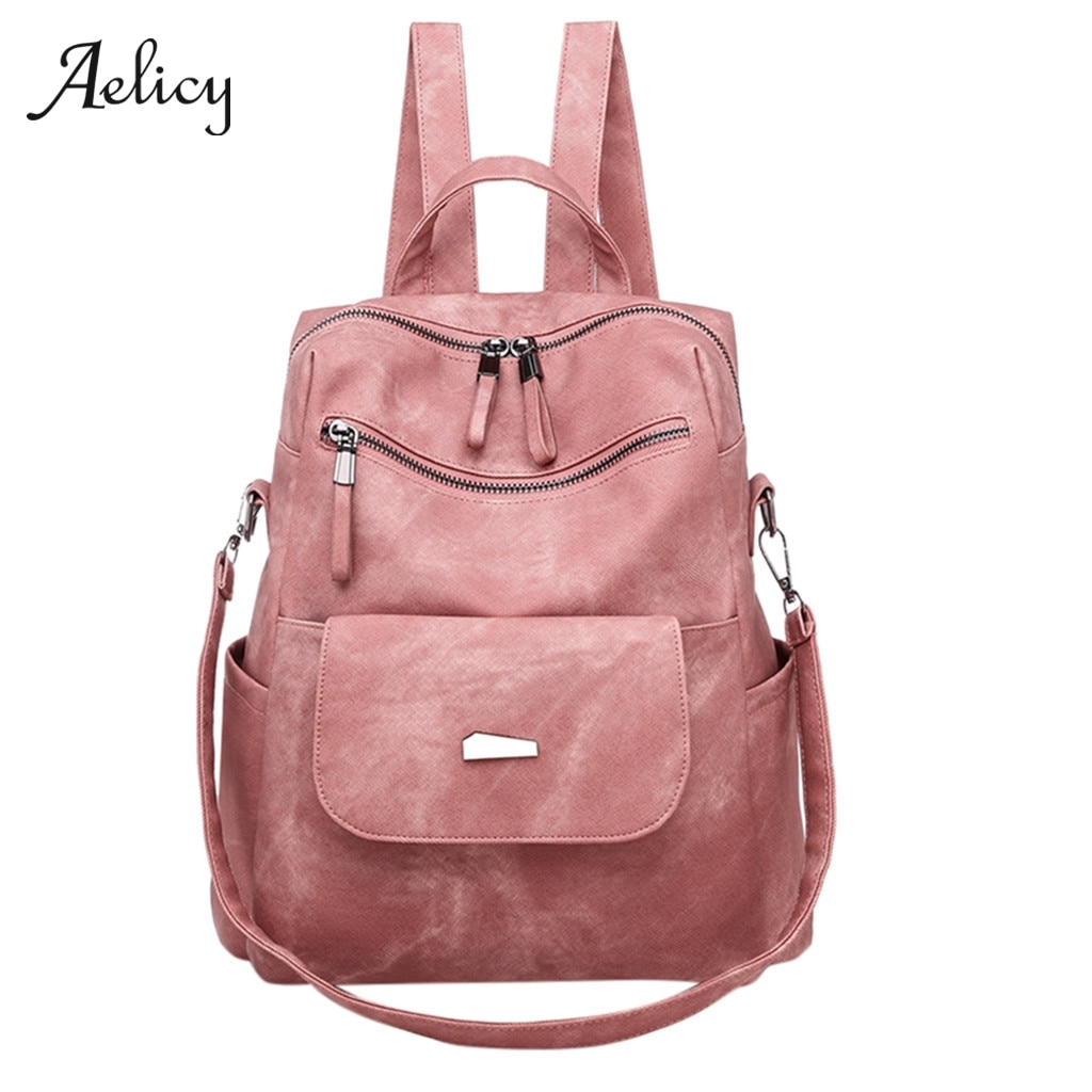 Aelicy Rucksack Weibliche Neue Frauen PU Leder Rucksack Tasche Anti Diebstahl hoch Softback Städtischen Rucksäcke Für Mädchen