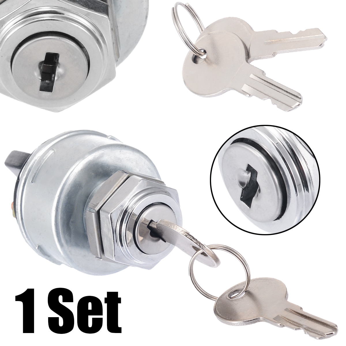 Universal 3 Position Ignition Starter Key Switch Lock with Momentary Start