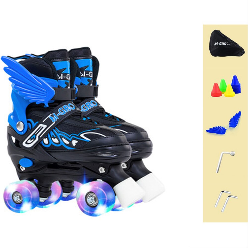 neue Kinder Einstellbare Skates Rollschuhe Jungen Mädchen kinder Rollschuhe Schuhe Flash 4-Räder Außen Sport skates: blue flash wheel / l
