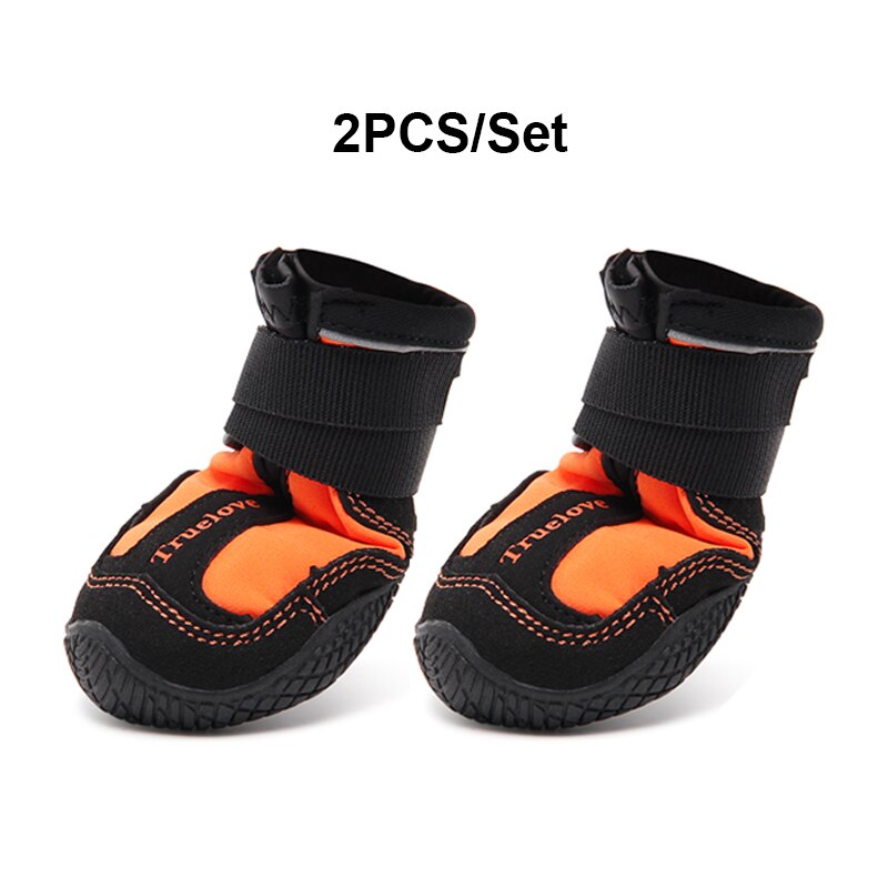 Truelove buty dla psa deszcz wodoodporne zimowe buty na śnieg gumowa podeszwa antypoślizgowe sportowe odblaskowe na buty dla psa Puppy Medium Large: Orange(2pcs set) / SIZE 3