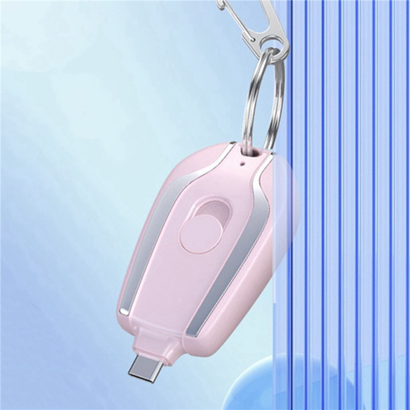 BTLIFE-2X 1200Mah Portable Mini Power Bank Keychain Powerbank Mobile Phone Spare External Battery For Smartphone,Type-C Pink