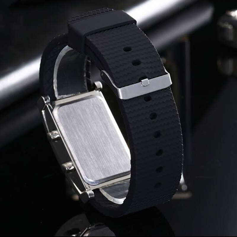 Luxe Lovers Horloge Waterdicht Mannen Vrouwen Rubber Strap Blue Binary Lichtgevende Led Elektronische Display Sport Horloges Mode