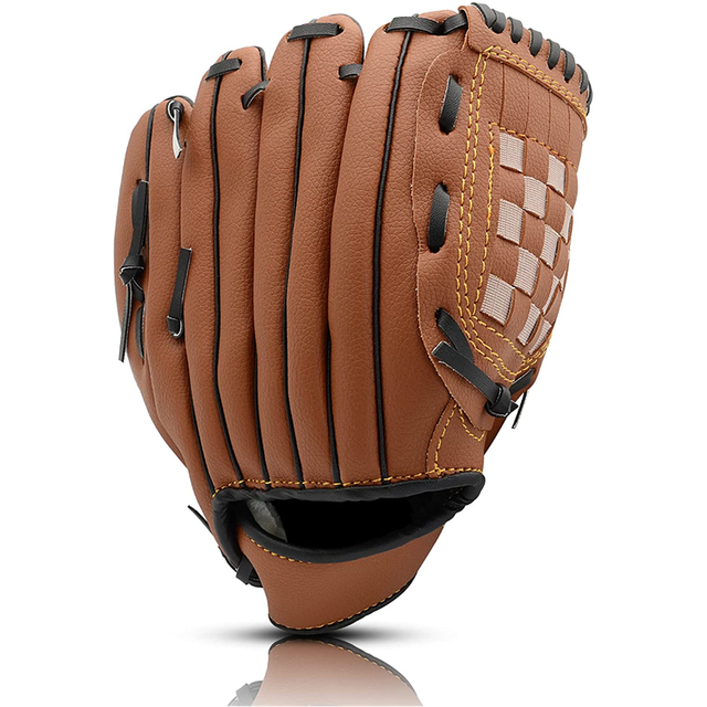 Outdoor Baseball Handschoen Maat 9.5/10.5/11.5/12.5 Softbal Sport Praktijk Apparatuur Linkerhand Voor Man Vrouw volwassen Kind Training: brown / 10.5 Inches