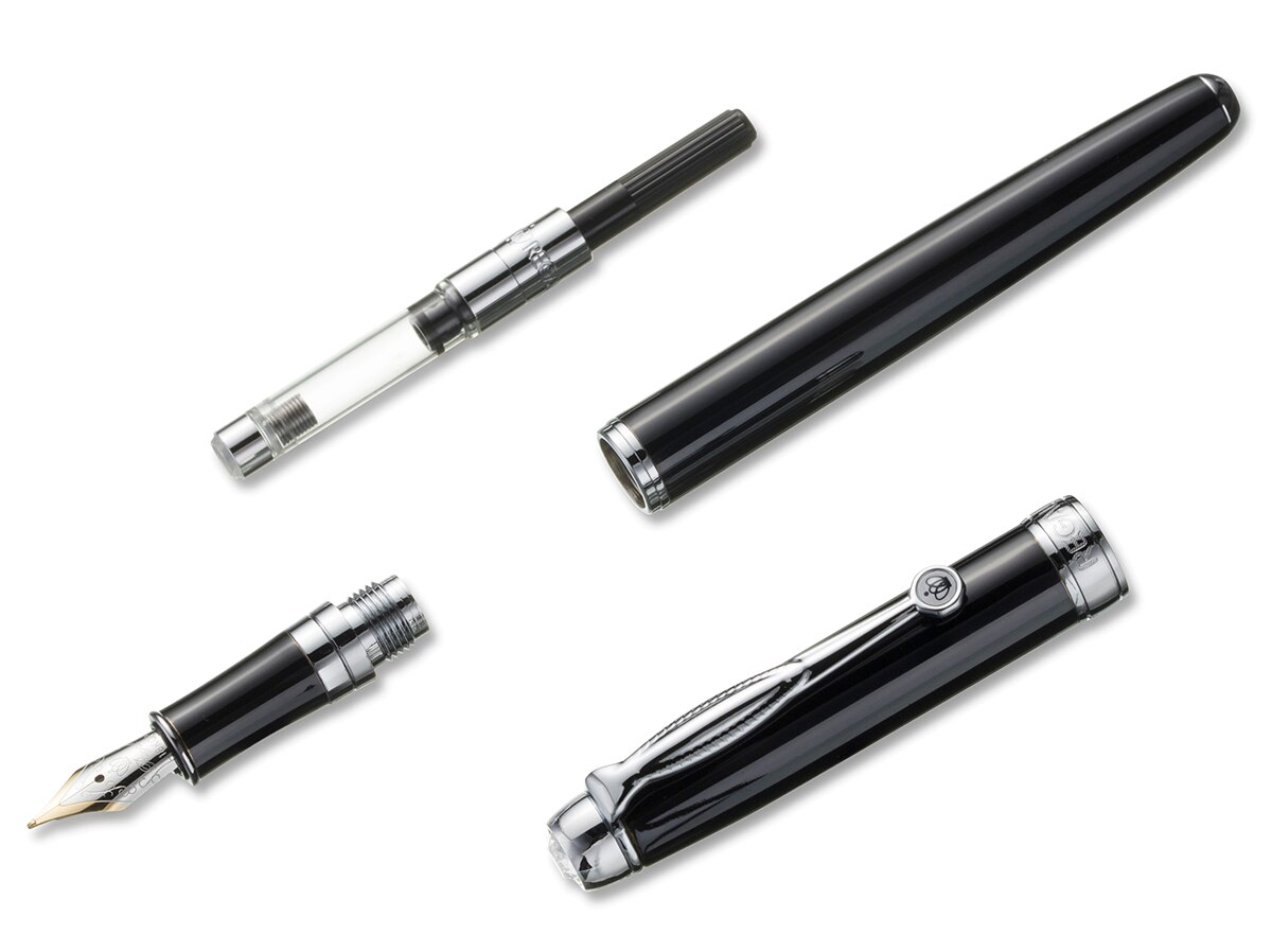 Regal Man-made Diamond Clip Fountain Pen Germany Iridium Medium Nib, Noble Black Business Graduation Pen