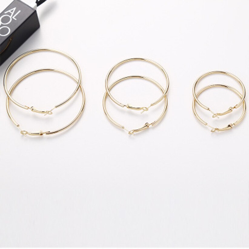 Women Girl Trendy Large Hoop Earrings Big Smooth Circle Earrings Brand Loop Earrings Jewelry