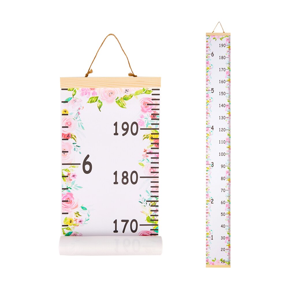 Heminredning vägghängande tecknat mönster höjdmått linjal trä barn höjd linjal tillväxt diagram bord väggdekal: 03