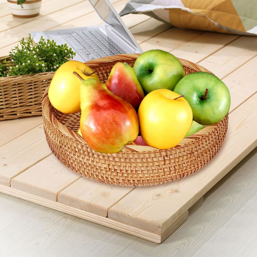 Handmade Fruit Candy Snack Wicker Organizer Willow Wicker Basket Weaving Storage Holder Dining Tray 26*11cm 23*9cm 20*7.5cm